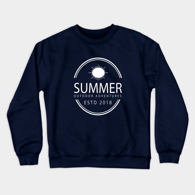 Summer Outdoor Adventure ESTD 2018 Crewneck Sweatshirt by JevLavigne